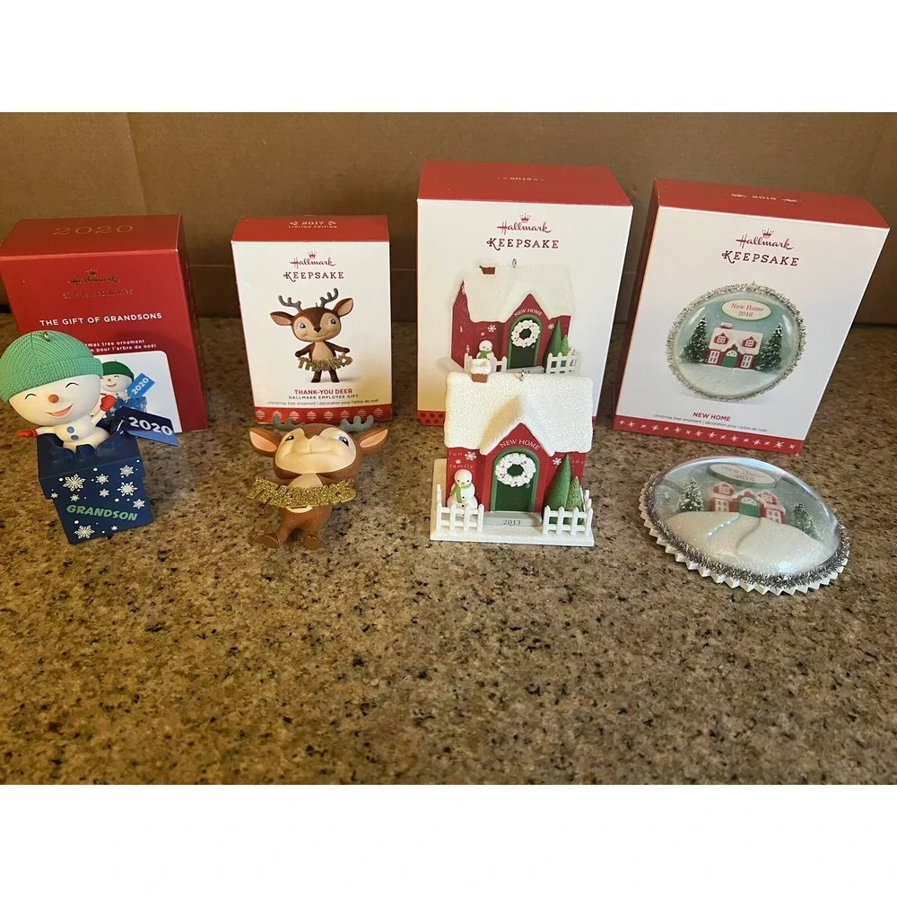 LOT Of 4 HALLMARK KEEPSAKE Ornaments Grandson New Home Deer Box Included